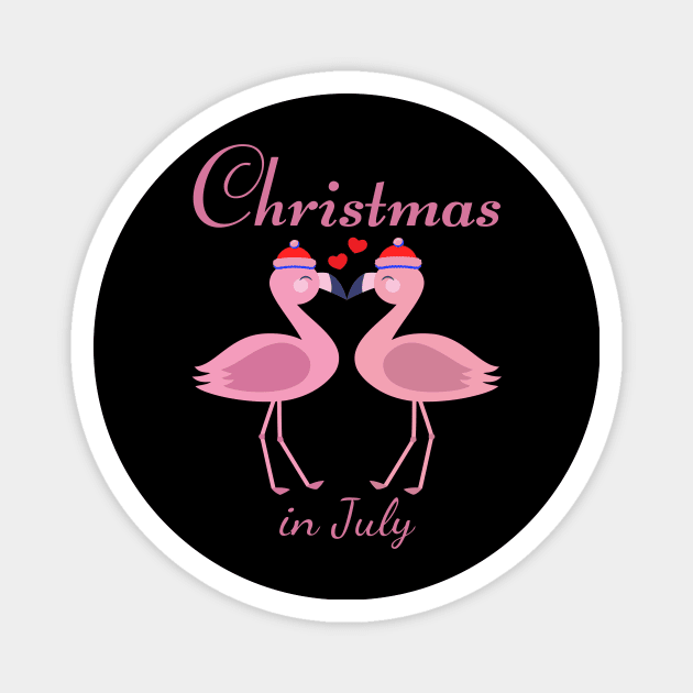 Christmas In July Pink Flamingo Magnet by Ghost Of A Chance 